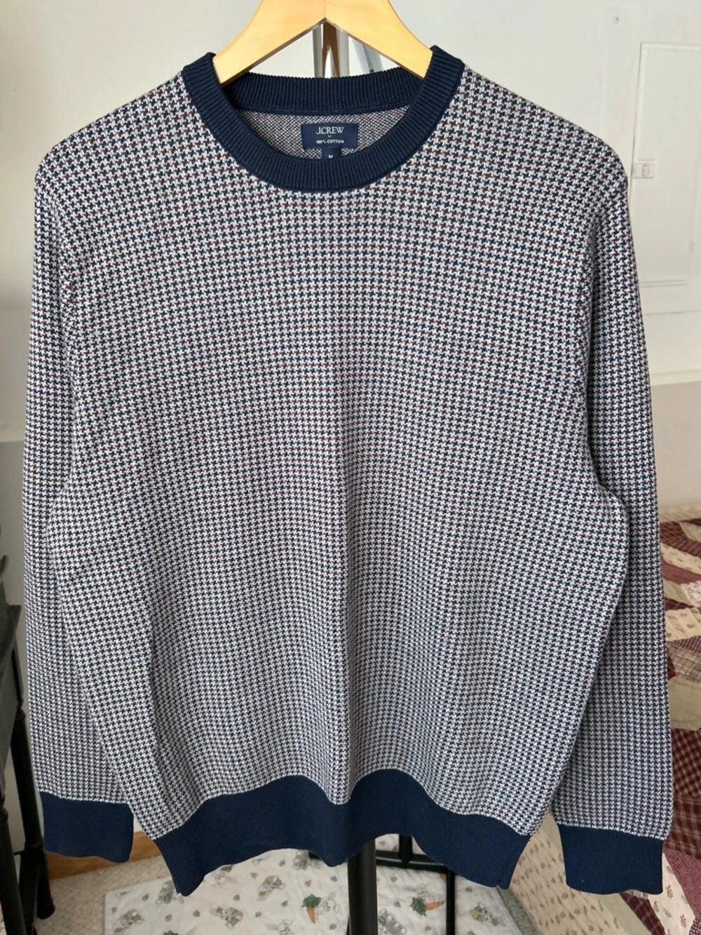 J. Crew Houndstooth Crewneck Pullover Knit Sweater